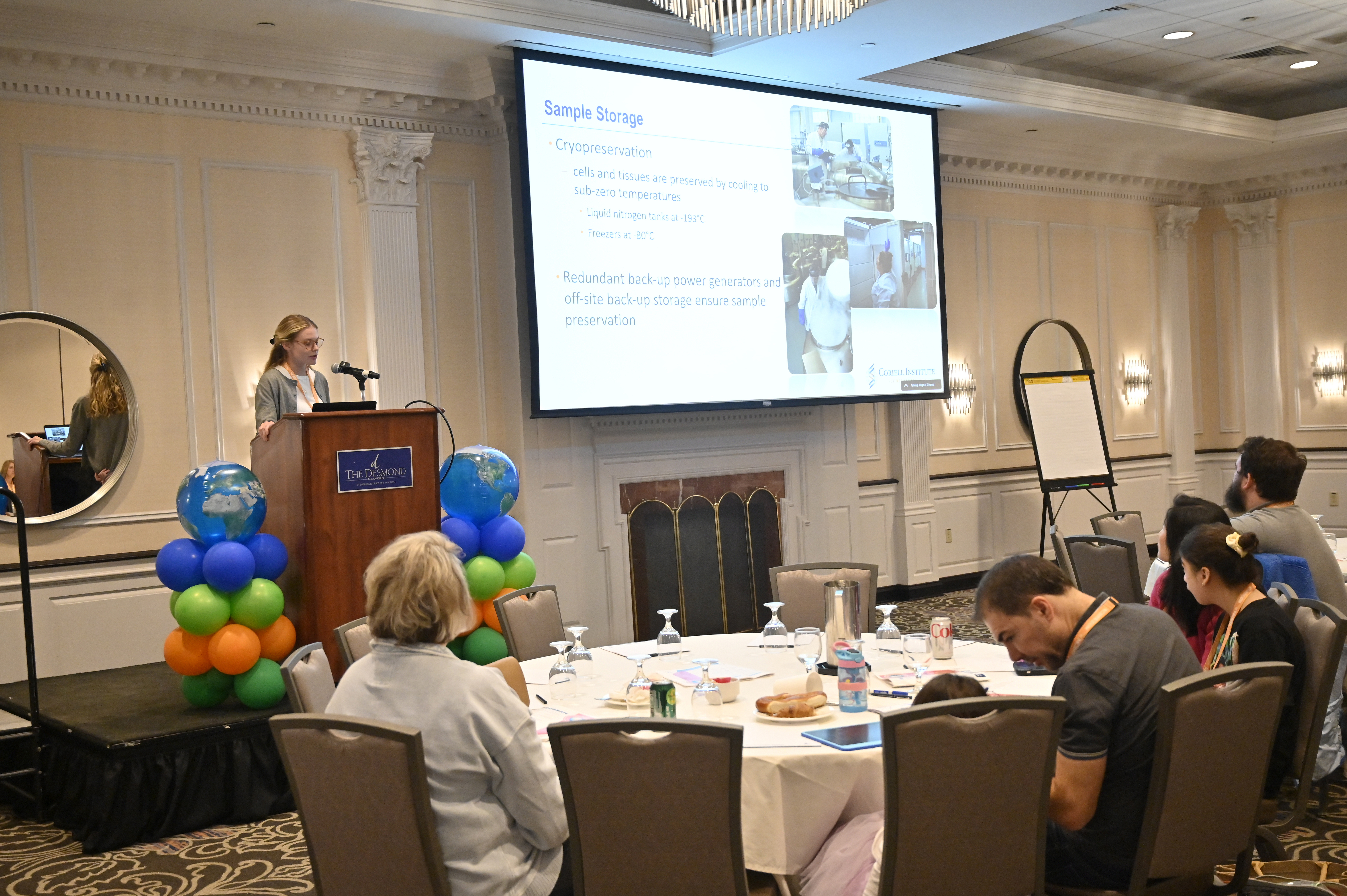 Coriell staff member Sophia Gross speaking at the 2025 NCBRS Worldwide Foundation Conference