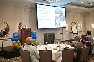 Coriell staff member Sophia Gross speaking at the 2025 NCBRS Worldwide Foundation Conference